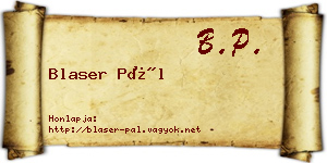 Blaser Pál névjegykártya